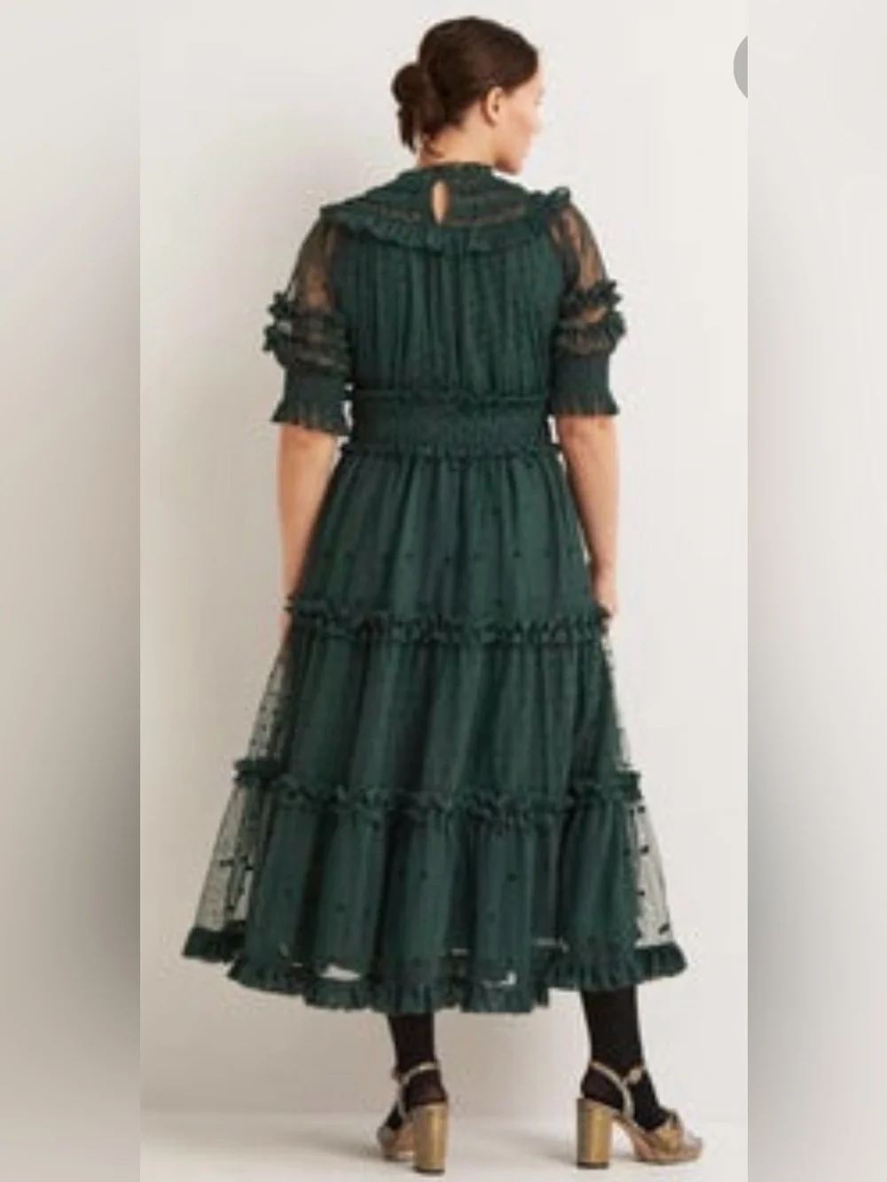 Boden polka dot tulle midi dress size 10P NWT D0361 green